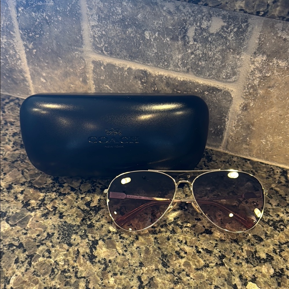Coach Gold Aviator Sunglasses - Picture 2 of 5